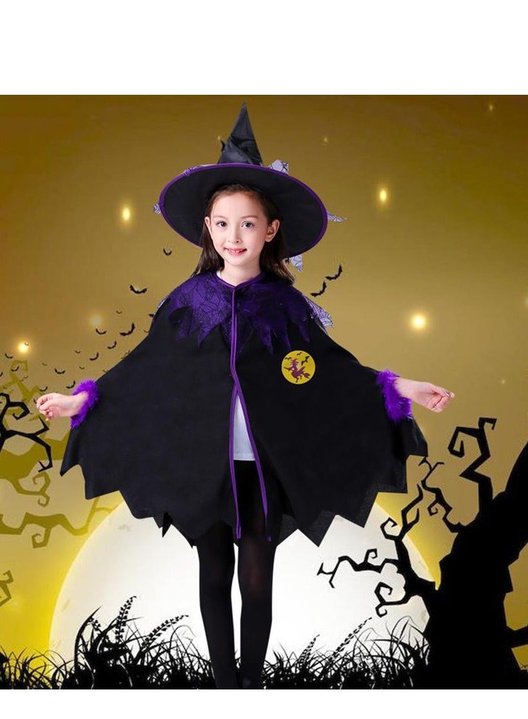 Golden Costumes for Girls Witch Cloak Costume with Hat & Broom  Kids Fancy Party Dress Up Outfit Stage Performance Costume for  Birthday and Party(100cm) - Image 5