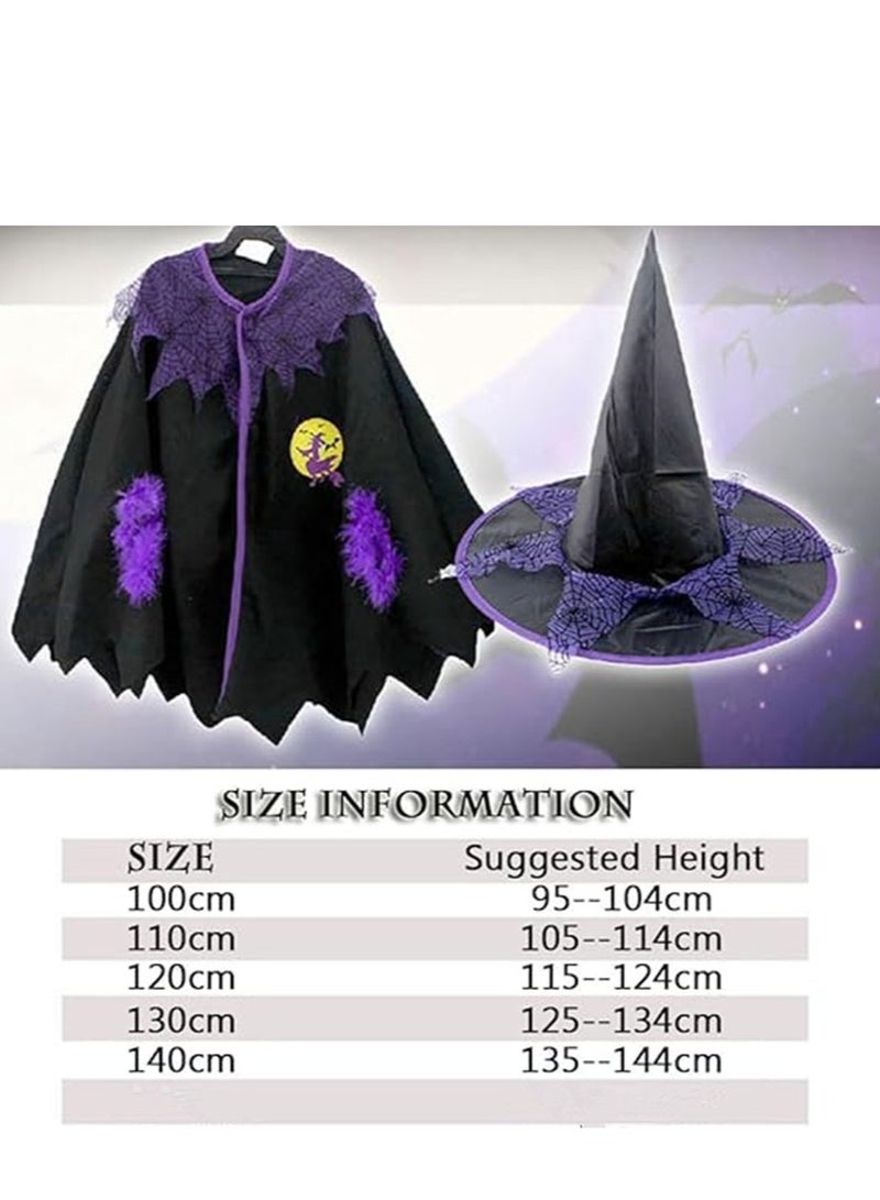 Golden Costumes for Girls Witch Cloak Costume with Hat & Broom  Kids Fancy Party Dress Up Outfit Stage Performance Costume for  Birthday and Party(100cm) - Image 2