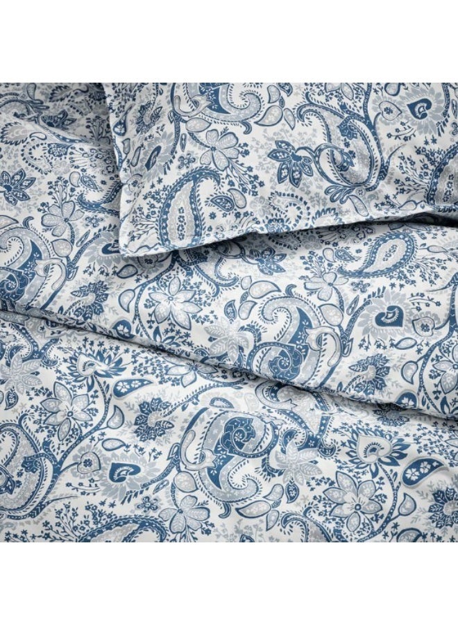 غطاء لحاف و2 غطاء وسادة، أزرق/أبيض، 240×220/50×80 سم - Image 4