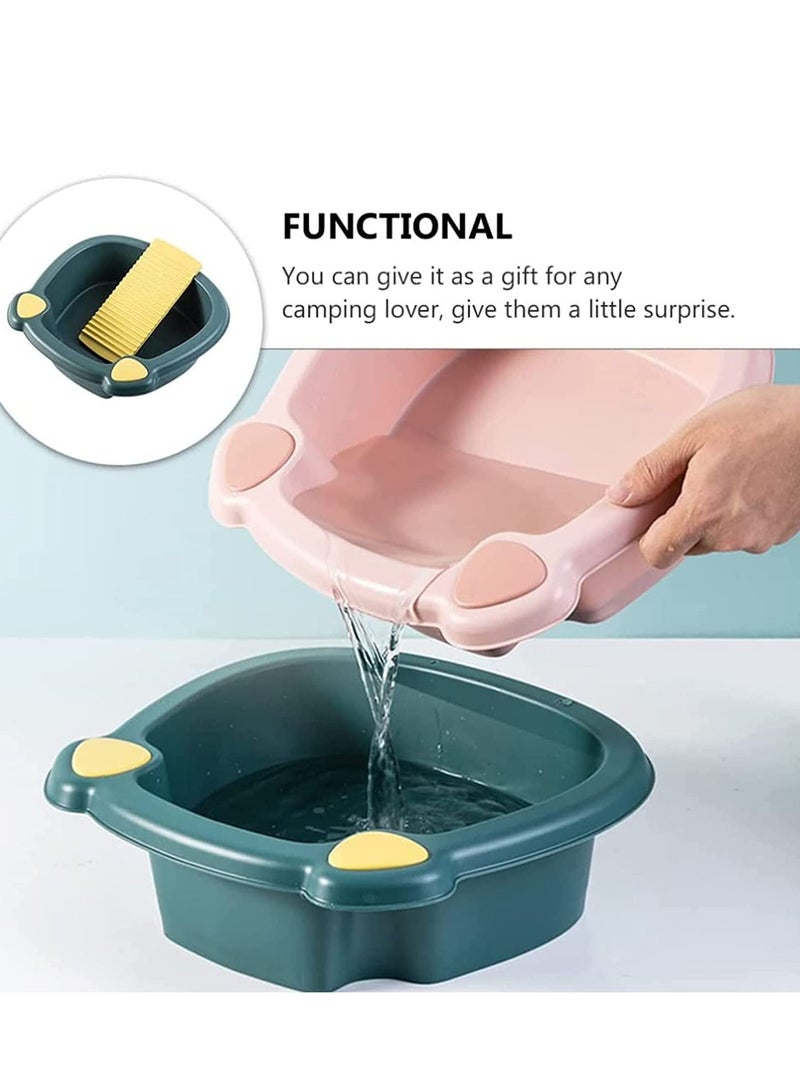 KASTWAVE Washboard Basin Washtub Laundry Basin Bucket for Home Dormitory Hand Washing Clothes and Small Delicate Articles Dark Blue - Image 2