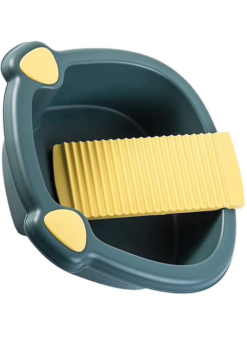 KASTWAVE Washboard Basin Washtub Laundry Basin Bucket for Home Dormitory Hand Washing Clothes and Small Delicate Articles Dark Blue - Image 1