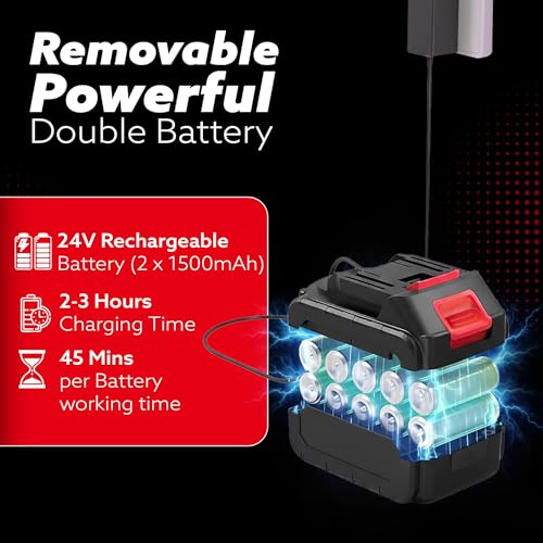 AGARO Marvel Cordless High Pressure Washer Gun, Premium Build Car Washer, 24V Rechargeable Battery (2 x 1500mAh), 110–240V, 10 Bar, Car, Bike & Home Cleaning, 6-in-1 Adjustable Nozzle, 5M Hose Pipe - Image 4