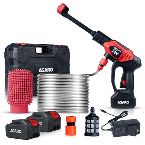 AGARO Marvel Cordless High Pressure Washer Gun, Premium Build Car Washer, 24V Rechargeable Battery (2 x 1500mAh), 110–240V, 10 Bar, Car, Bike & Home Cleaning, 6-in-1 Adjustable Nozzle, 5M Hose Pipe - Image 1