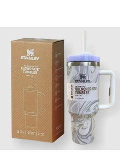 Stanley Quencher H2.0 FlowState 40oz Stainless Steel Tumbler with Straw – Rose Quartz Swirl | Vacuum Insulated Double-Walled Travel Mug Keeps Drinks Hot for 7 Hours & Cold for 11+ | Leak-Resistant Lid, Durable, Reusable, Perfect for Coffee, Water, Smoothies & On-the-Go Hydration  - Image 2