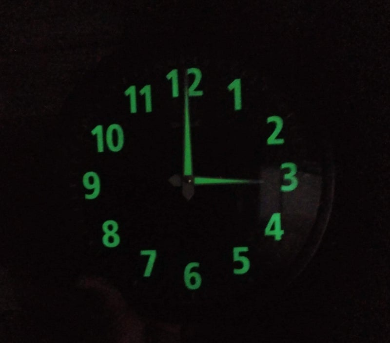 Oreva Night Glow Round Plastic Analog Wall Clock (30.6 cm x 4.25 cm x 30.6 cm, Black, AQ-1837) - Image 2