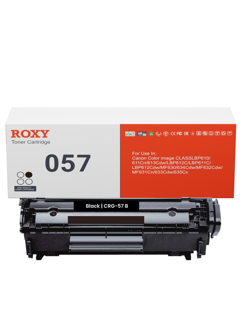 روكسي خرطوشة حبر أسود روكسي 057 CRG-57B، متوافقة مع طابعات كانون الملونة CLASSLBP610/611Cn/613Cdw/LBP612C/LBP611C/LBP612Cdw/MF630/634Cdw/MF632Cdw/MF631Cn/633Cdw/635Cx