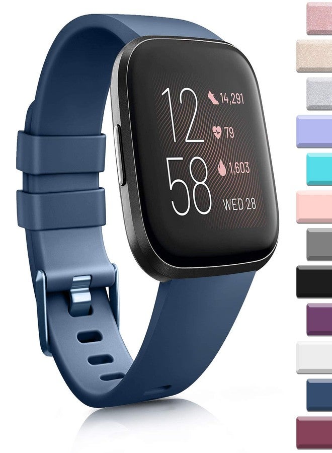 اي كي مجموعة من 3 أساور TPU ناعمة متوافقة مع ساعة Fitbit Versa 2، سوار معصم رياضي بديل مقاوم للماء لساعة Fitbit Versa الذكية للرجال والنساء (صغير، أسود/أزرق داكن/رمادي) - Image 3