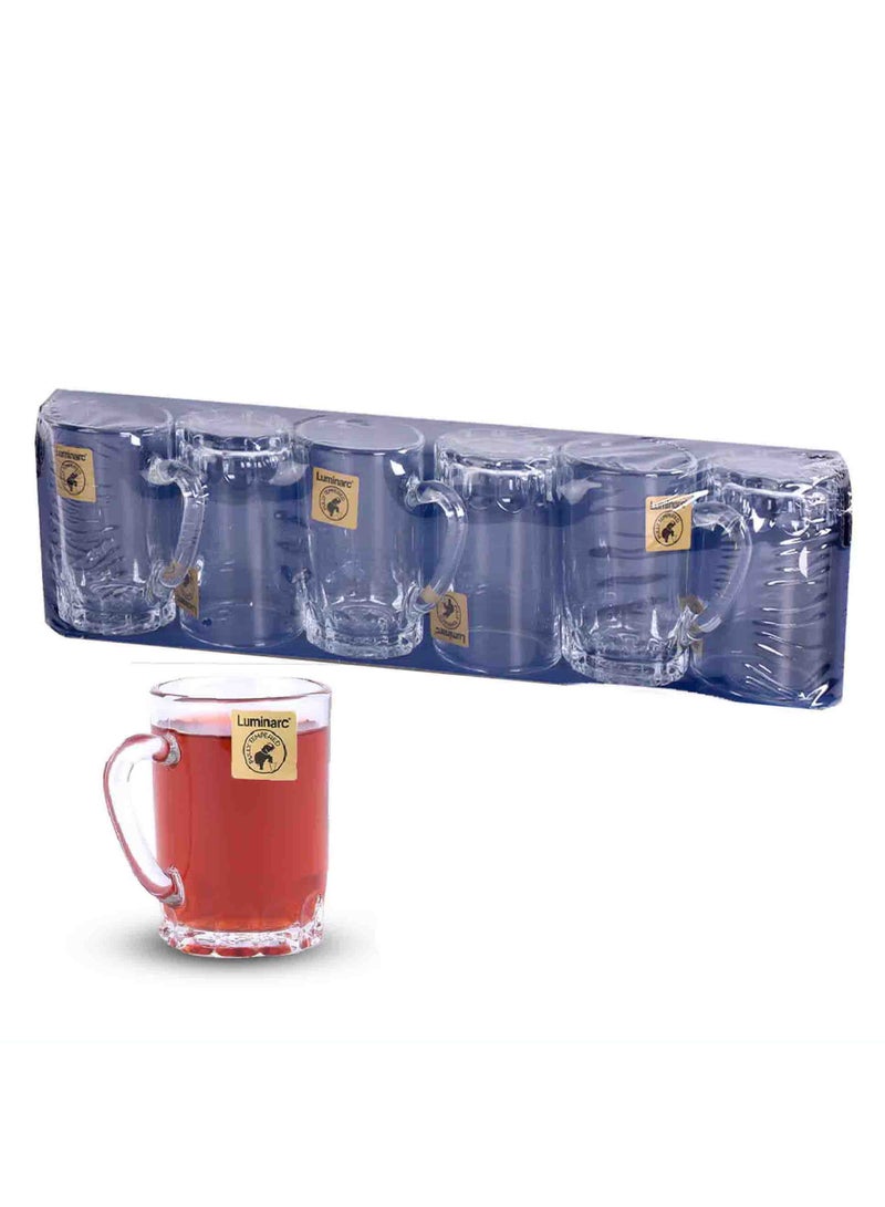لومينارك طقم أكواب(بيالات) شاي زجاج مع يد الأصلي، ضد الكسر، شفاف، 85مل*6قطع - Image 1