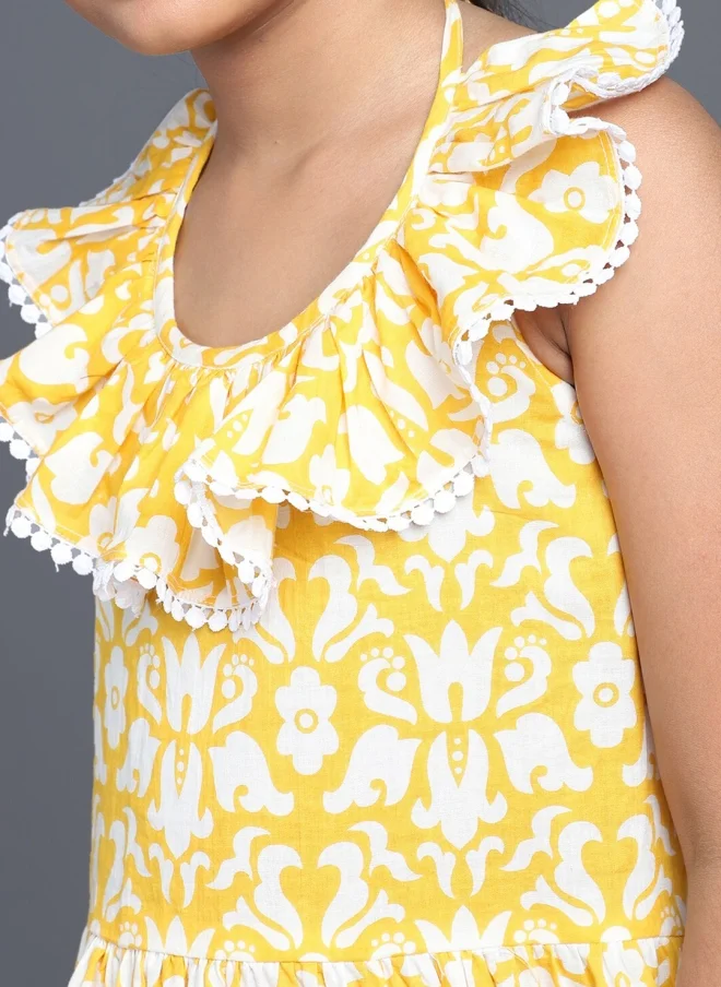 AKS Floral Printed A-Line Dress for Girls