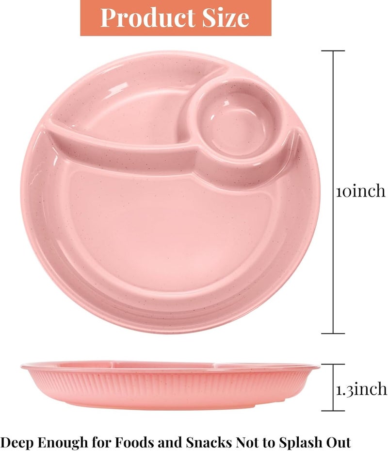 ZAVOOS 10 Pack Chip Dip Serving Platter 10 Inch Plastic Divided Dumpling Plate with Dipping Saucer 3 Compartments Reusable Snack Serving Dish for Sushi Veggies Party Appetizer - Image 4