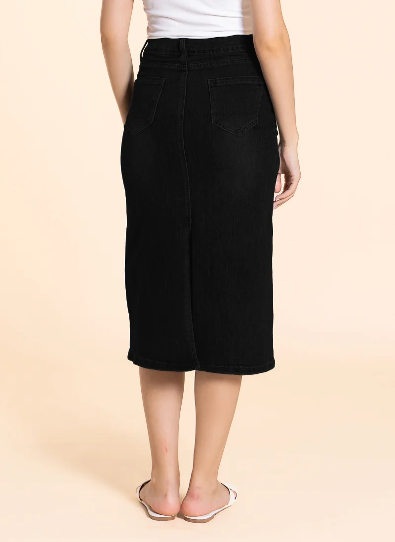 شايبس DETAILED MIDI DENIM SKIRT