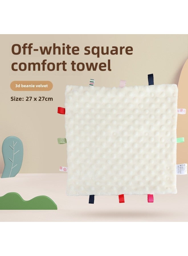 Supply Infant Baby Soothing And Sleeping Plush Doll With Tooth Glue Can Be Imported Pea Velvet Comfort Towel-Color:Rice White Square Anting Towel 50.2G Volume Weight 100g  - Image 1