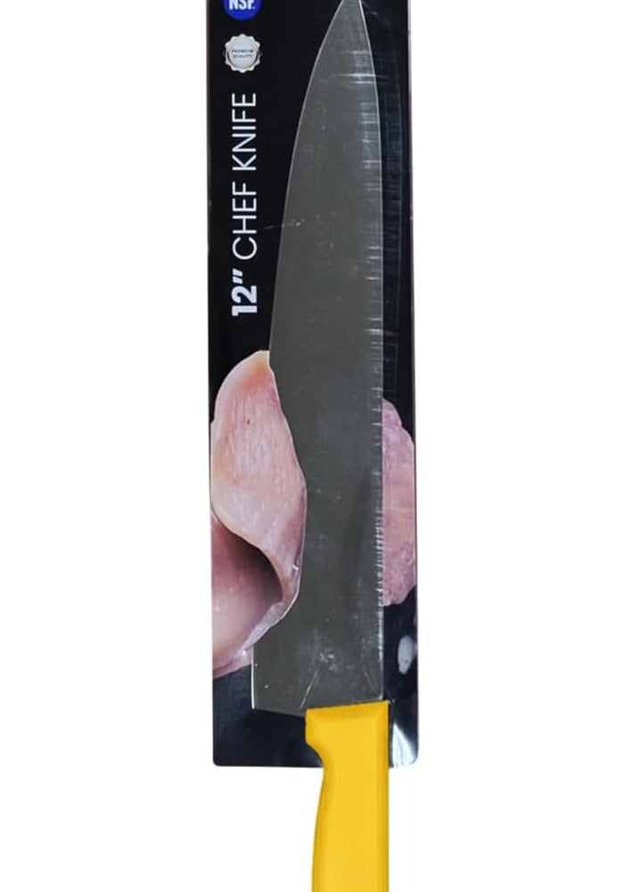 Kitchen Master 12 Inch Stainless Steel Professional Chef Knife (Yellow) - Image 2