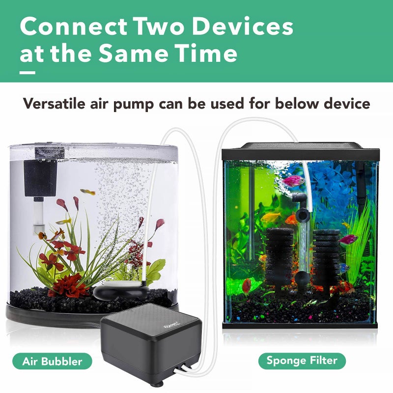 hygger 10 W Aquarium Air Pump with 2 Ports for 55-600 Gallon Fish Tank 250GPH - Image 3