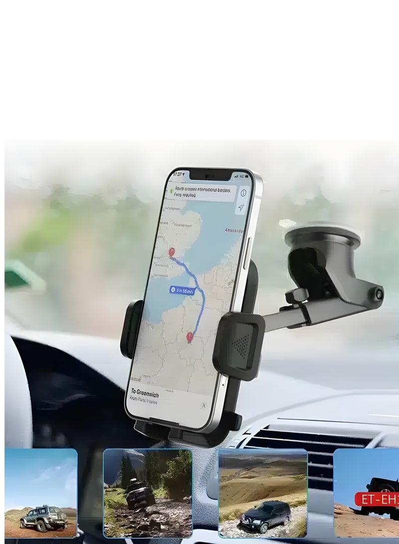 Earldom EH194 Car Phone Holder with Telescoping Arm and 360° Rotation - Suitable for All Cars - Black - Image 4