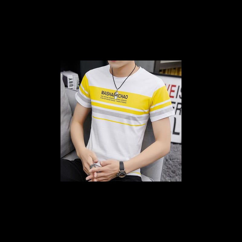 Mens Ice Silk Short Sleeve Tee 2023 Summer Fashion Slim Fit TZY Black - Image 5