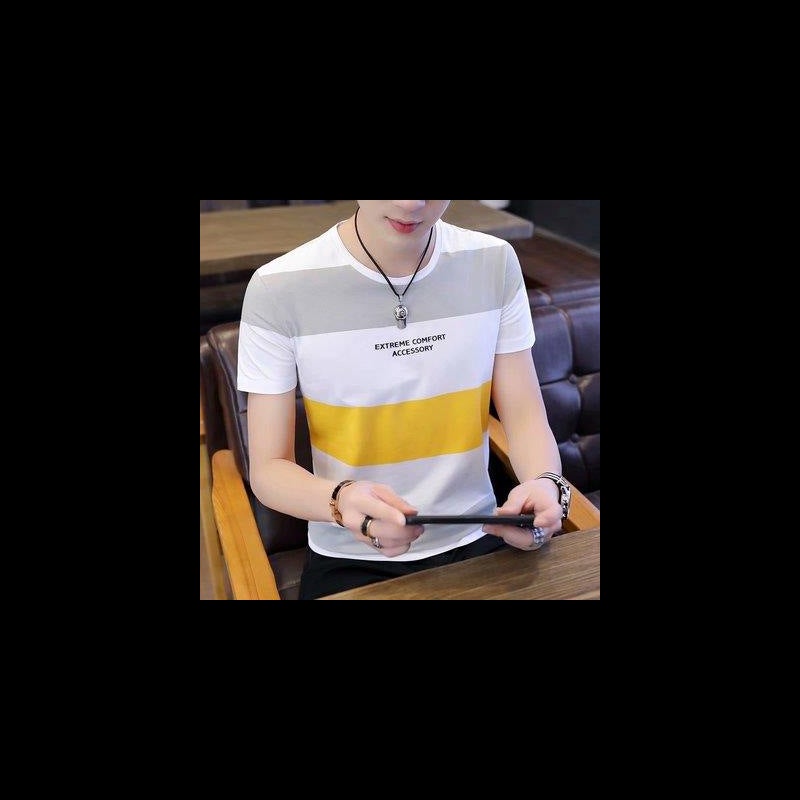 Mens Ice Silk Short Sleeve Tee 2023 Summer Fashion Slim Fit TZY Black - Image 4