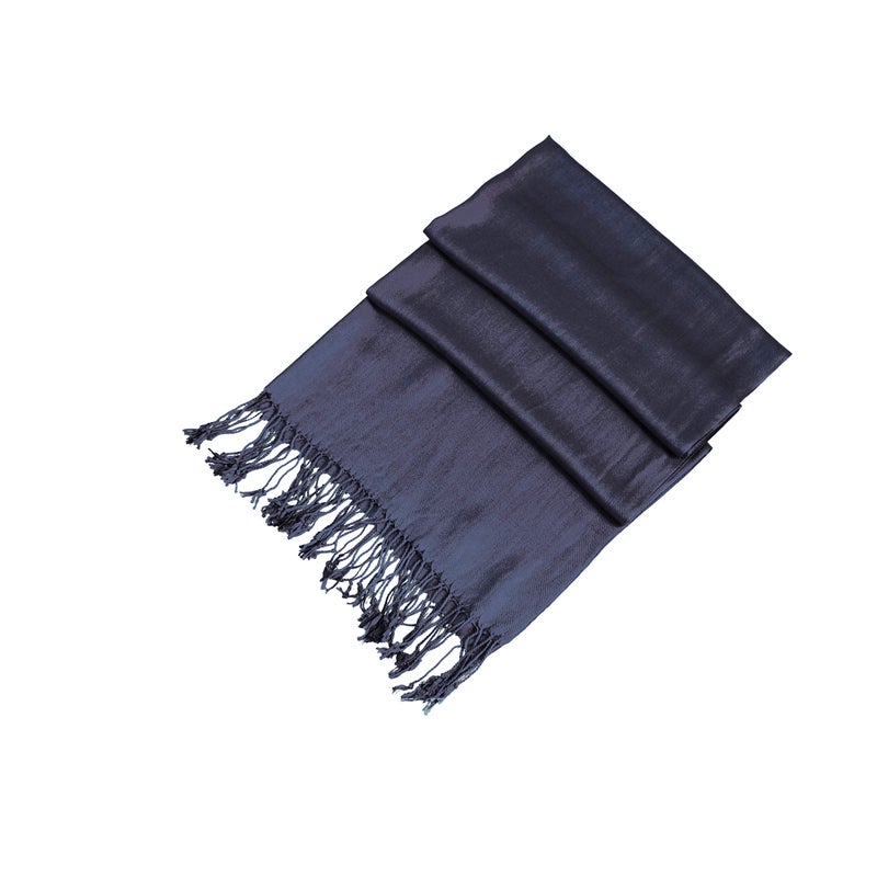 Sakkas Large Soft Silky Pashmina Shawl Wrap Scarf in Solid Colors - Navy Blue - Image 1