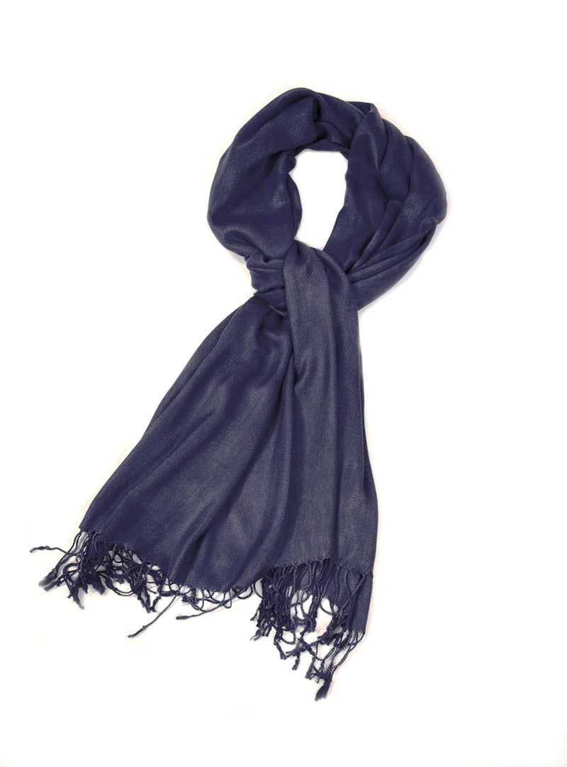 Sakkas Large Soft Silky Pashmina Shawl Wrap Scarf in Solid Colors - Navy Blue - Image 2