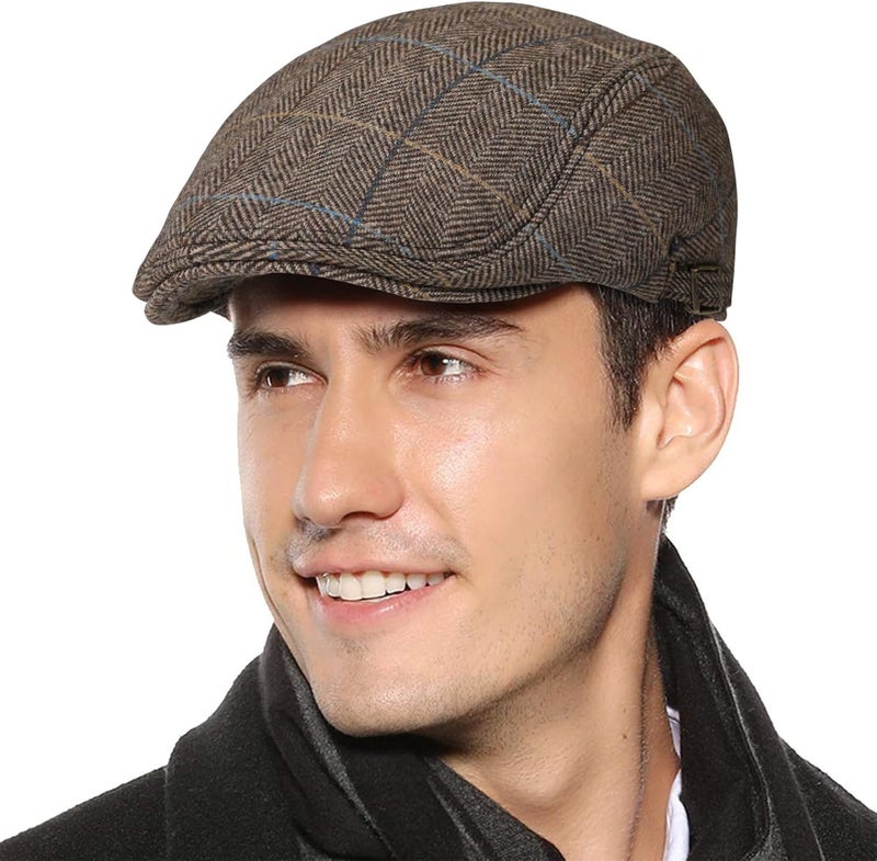 Sumolux Mens Newsboy Cap Winter Beret Hat Cabbie Flat Cap - Image 1
