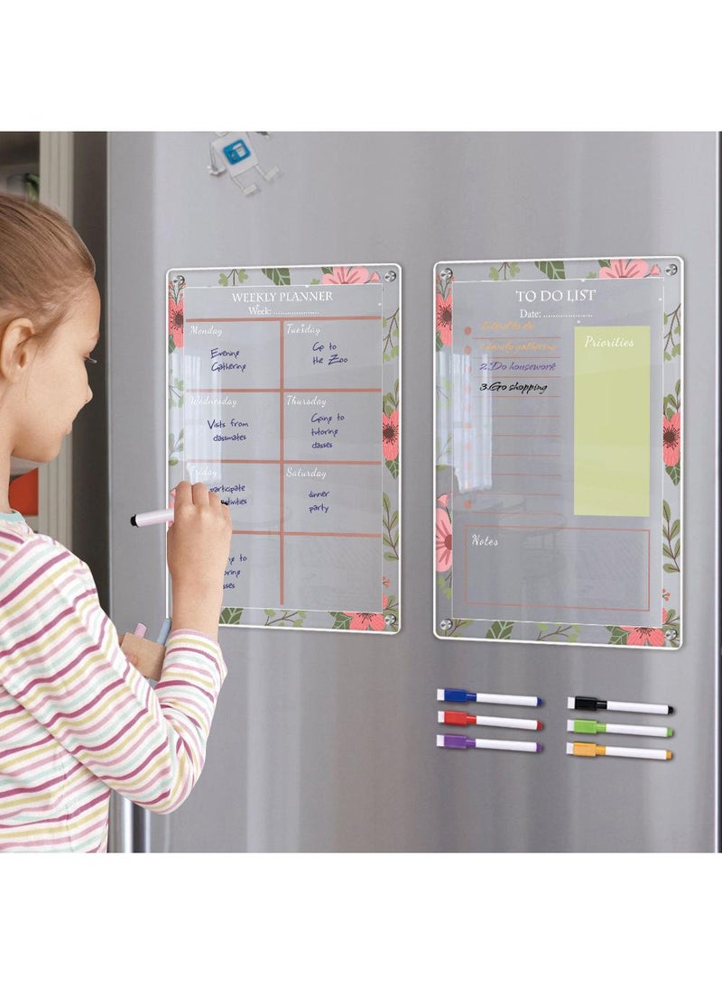 Generic Magnetic Transparent Acrylic Week Plan Memo Message Board Erasable Magnetic Refrigerator Sticker  - Image 1