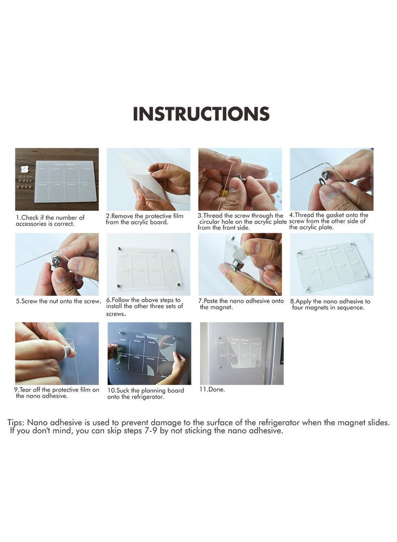Generic Magnetic Transparent Acrylic Week Plan Memo Message Board Erasable Magnetic Refrigerator Sticker  - Image 4