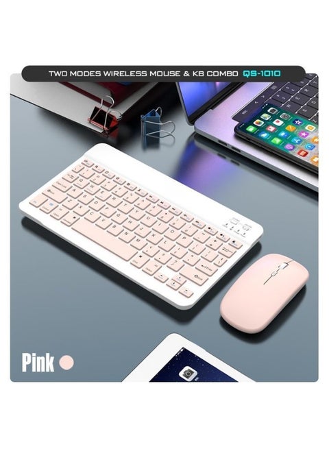 Bluetooth Keyboard For IPad Huawei Tablet Phone Ultra-thin Silent Charging Wireless Keyboard And Mouse Suit-Color:Dual-mode Mouse + 10inch Keyboard [pink]