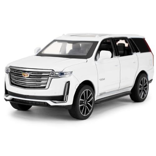LOVEPOSELY 132 Scale Car Model Compatible for Collectible Escalade SUV Diecast Toy Vehicle Zinc Alloy Pull Back Toy Car with Sound and Light for Adult Boys Girls 3 4 5 6 7 8 White - Image 1