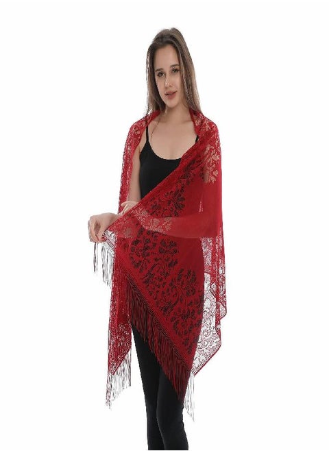 Yeieeo Lace Shawls and Wraps Cream Shawls and Wraps for Evening Dresses (Marooon)