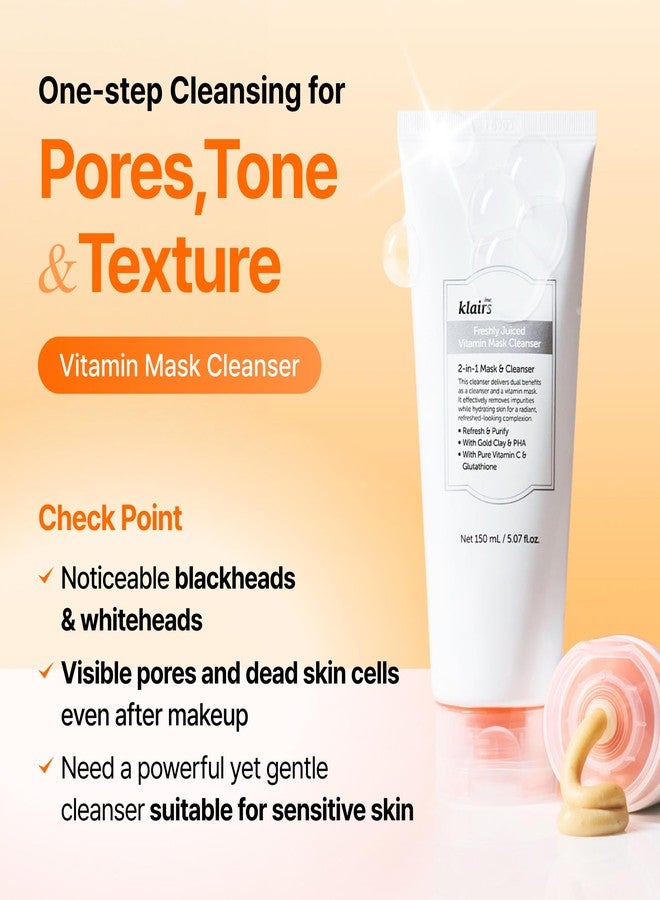 DearKlairs قناع تنظيف الطين بفيتامين ديركليرز الطازج، غسول عميق للمسام، بشرة واضحة ومشرقة، غلوتاثيون، مسحوق قشر اليوسفي، PHA، نياسيناميد (5.07 أونصة سائلة (عبوة من 1)) - Image 2