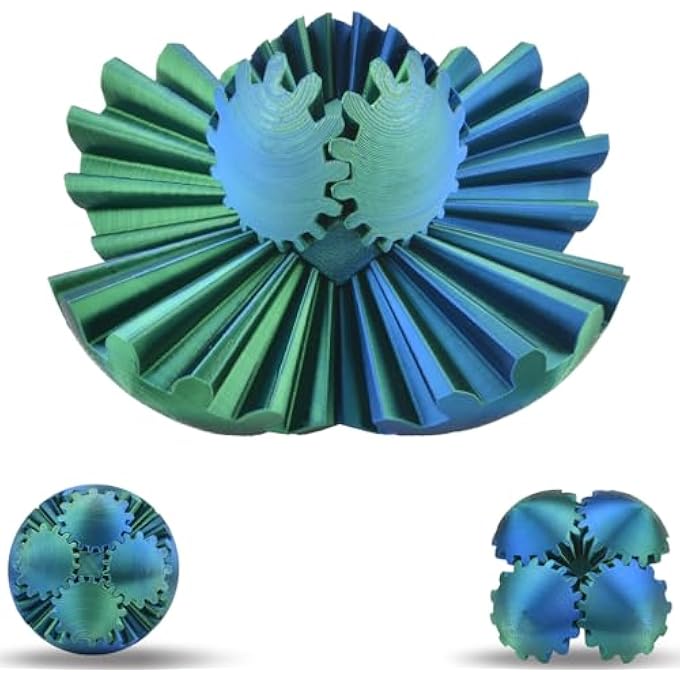 Buufan 3D Printed Gear Sphere Ball Colorful Gear Ball Fidget Gear Sphere Puzzle Cube Stress Relief Toy for Office and Home Decor Unique Idea for Friends and Family (Blue&Green) - Image 1