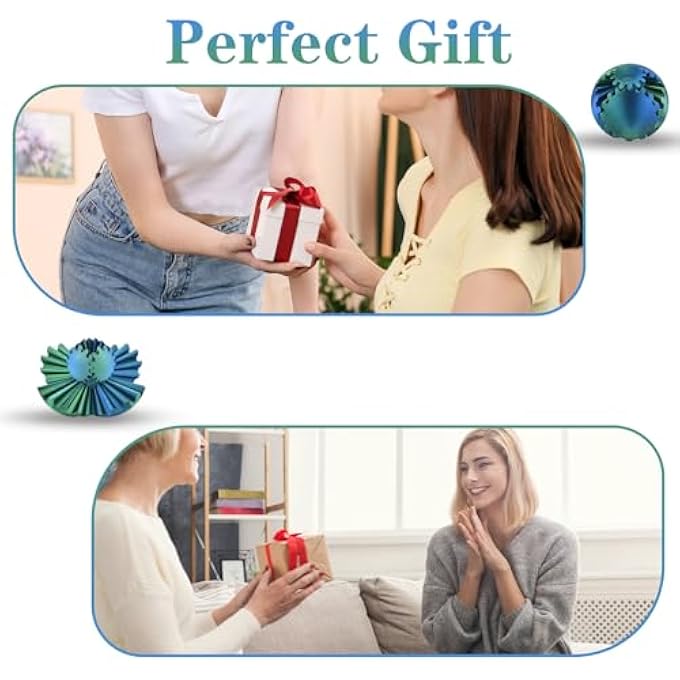 Buufan 3D Printed Gear Sphere Ball Colorful Gear Ball Fidget Gear Sphere Puzzle Cube Stress Relief Toy for Office and Home Decor Unique Idea for Friends and Family (Blue&Green) - Image 5