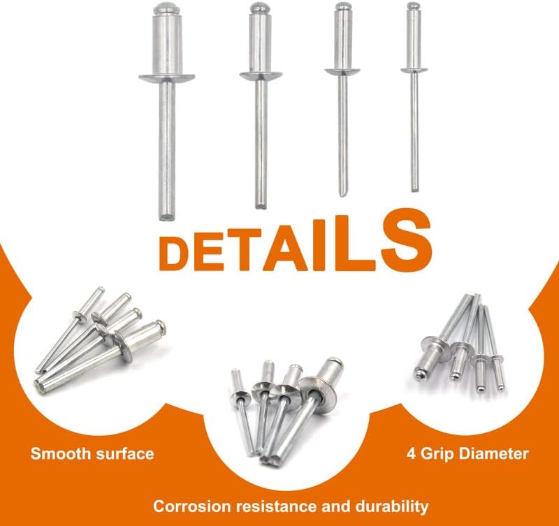 ISPINNER 100pcs 1/4" x 1" Aluminum Blind Rivets, 6.4 x 25mm Pop Rivets, Pack of 100 (Silver) - Image 3