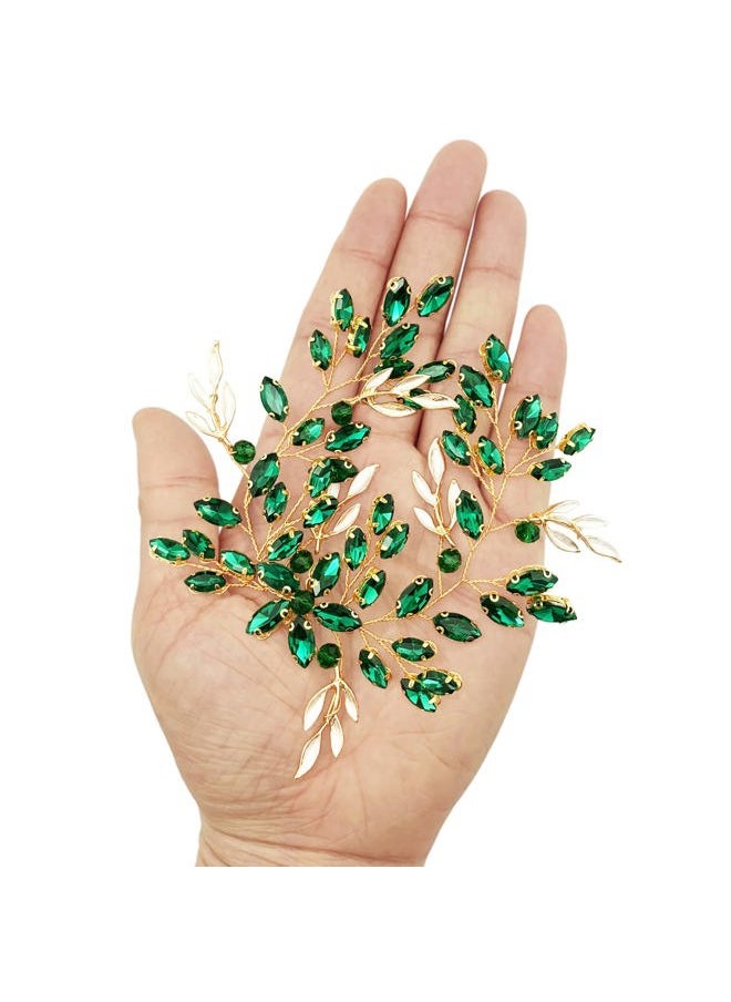 BETITETO - Emerald Bridal Hair Vine Green Crystal Headpieces Hair Piece Accessories for Wedding Women Girls Party - Image 1