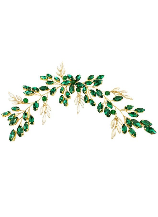 BETITETO - Emerald Bridal Hair Vine Green Crystal Headpieces Hair Piece Accessories for Wedding Women Girls Party - Image 1