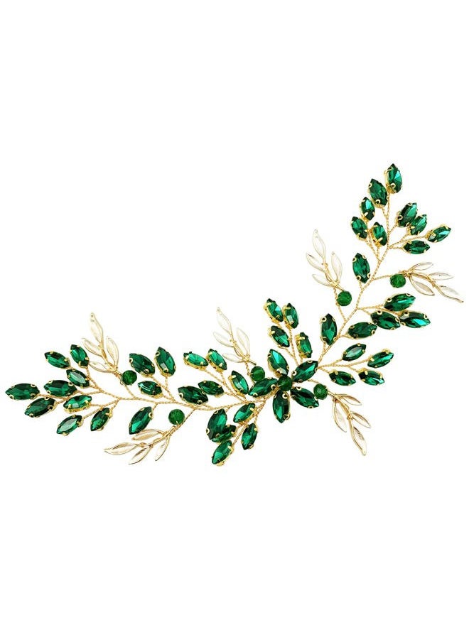 BETITETO - Emerald Bridal Hair Vine Green Crystal Headpieces Hair Piece Accessories for Wedding Women Girls Party - Image 1