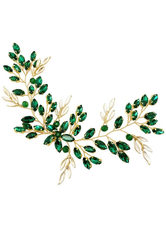 BETITETO - Emerald Bridal Hair Vine Green Crystal Headpieces Hair Piece Accessories for Wedding Women Girls Party - Image 1