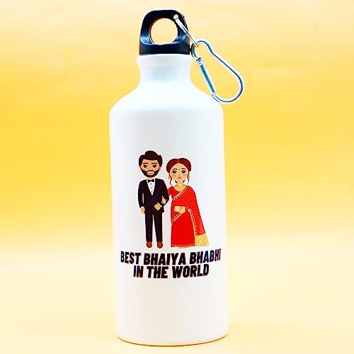 JAIPUR ACE Bhaiya Bhabhi Rakhi Set with Printed Water Bottle | Rakshabandhan Gift Combo with Designer Rakhi, Lumba, Roli Chawal & 600ml Bottle | Best Gift for Brother & Sister-in-Law - Image 3