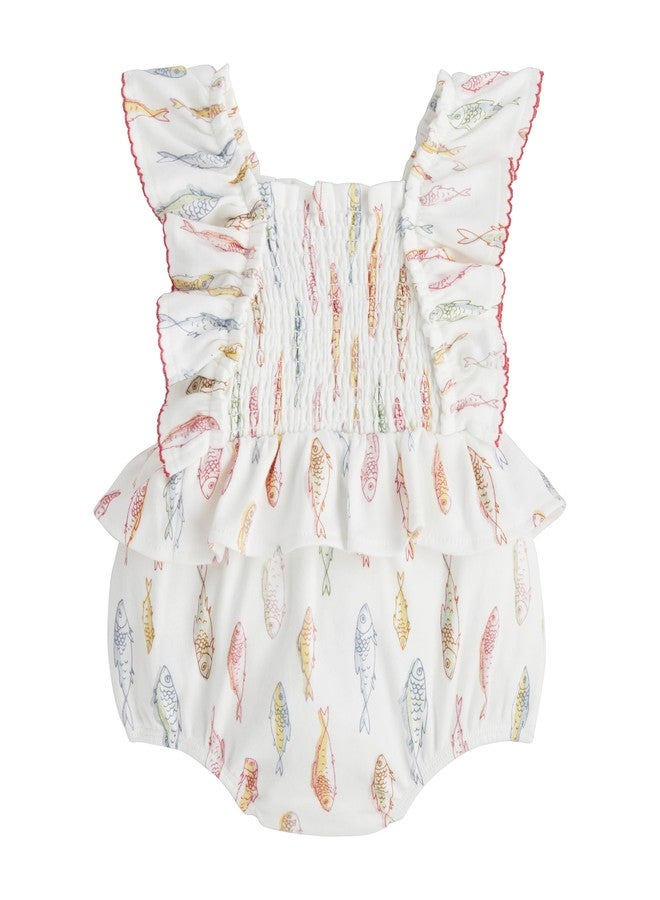 Mud Pie Children's Girl Fish Smocked Bubble; 6-9M - Image 1