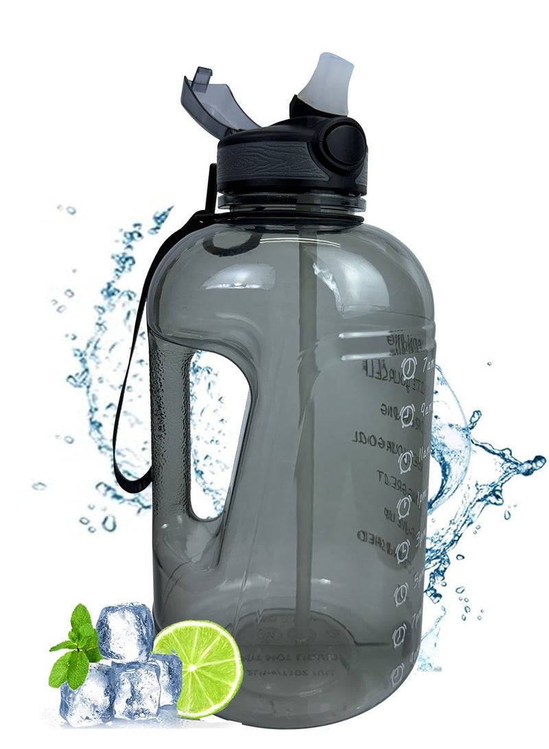 Generic 2.2L Half Gallon Water Bottle with Handle and Straw 74oz Big Sport Water Jug 2.2l Large Motivational 2.2 Liter Bottles for Gym Yoga Camping Outdoor Travel