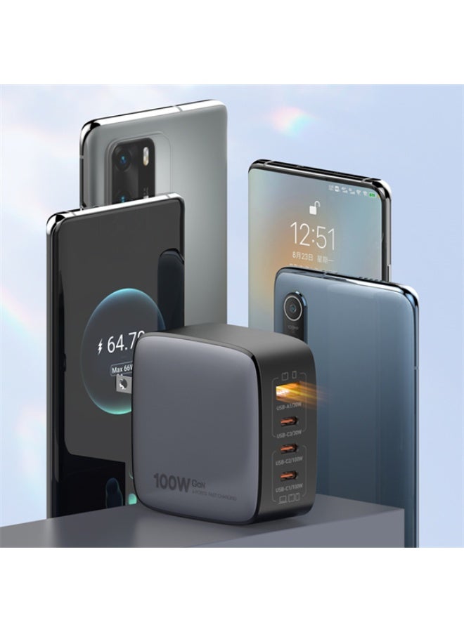 REBENUO 100W GaN Charger with USB Port, 3 Type-C Ports, PD, and QC 3.0 Fast Wall Power Delivery Adapter for Laptops, White - Image 5