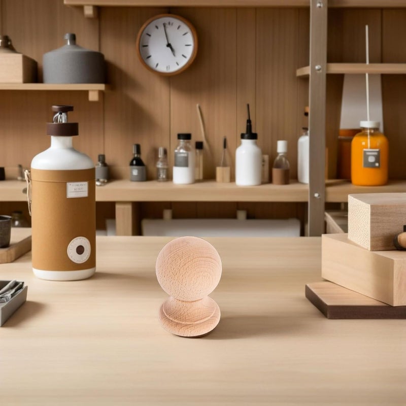 قبعات نهاية زخرفية من الخشب المنحوت غير المكتمل 4 قطع مقاس 7×5×5 سم لأعمدة الأسرة وقضبان الستائر والأسوار - Image 5