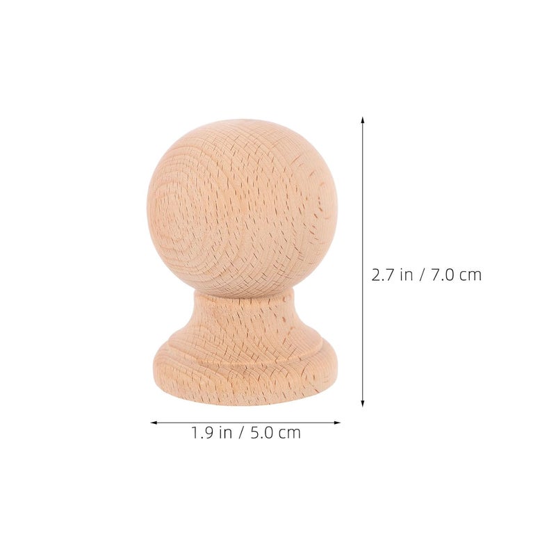 قبعات نهاية زخرفية من الخشب المنحوت غير المكتمل 4 قطع مقاس 7×5×5 سم لأعمدة الأسرة وقضبان الستائر والأسوار - Image 3