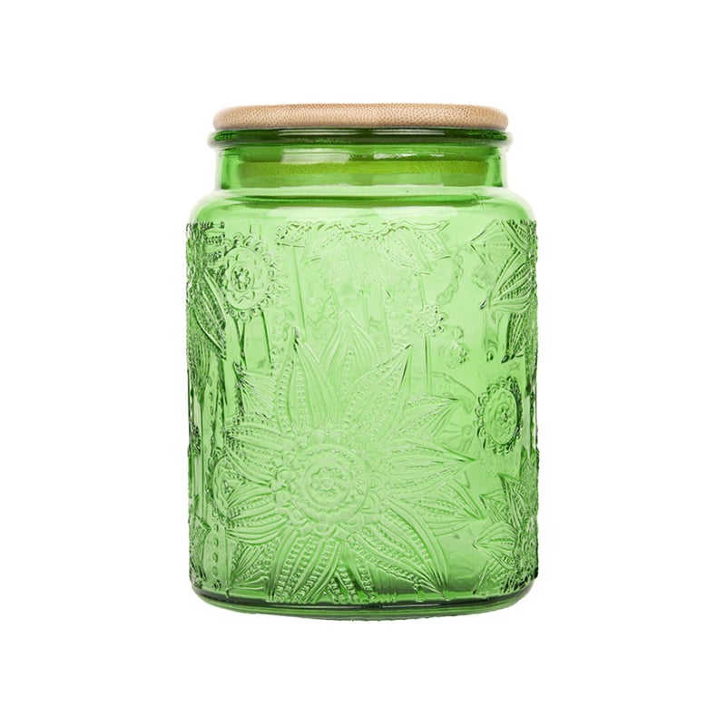 Custde Glass Storage Jars With Airtight Lid, 23.7oz Canister For Kitchen Counter with Bamboo Lid, brown sugar, candy, coffee, cookie, salt, tea,pantry cute Jar (Green, 23.7 fl oz) - Image 1