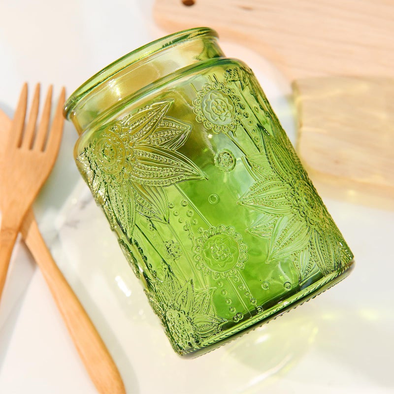 Custde Glass Storage Jars With Airtight Lid, 23.7oz Canister For Kitchen Counter with Bamboo Lid, brown sugar, candy, coffee, cookie, salt, tea,pantry cute Jar (Green, 23.7 fl oz) - Image 3
