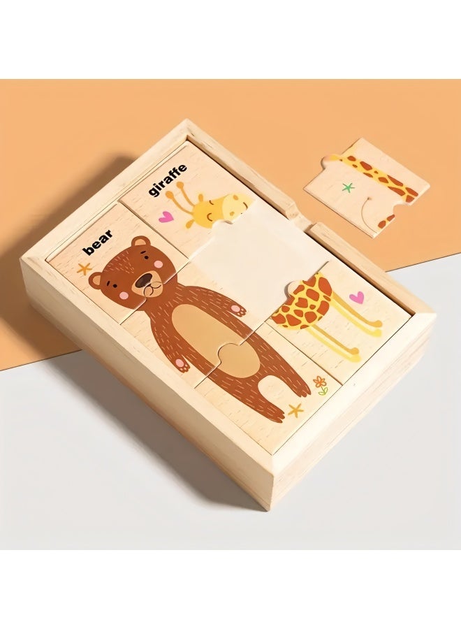 Adorable wooden animal puzzle toys with multiple shapes, children's color and animal shape skills learning, bright animal shapes, perfect gift for children - Image 4