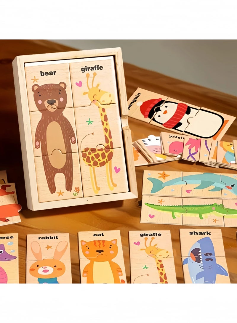 Adorable wooden animal puzzle toys with multiple shapes, children's color and animal shape skills learning, bright animal shapes, perfect gift for children - Image 3