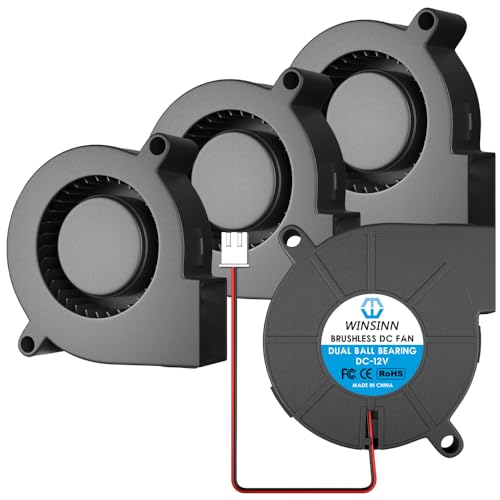 WINSINN 50mm 5015 Blower Fan 12V, 3D Printer 12 Volt Fans Blower Turbine Turbo Dual Ball Bearing, Brushless Cooling 50mmx15mm 2PIN (Pack of 4Pcs) - Image 1