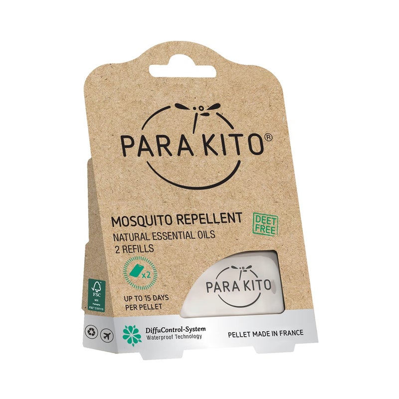 Para'Kito حبوب إعادة تعبئة PARA'KITO لطارد البعوض، حبوب البعوض بزيت الليمون، زيوت النعناع، ملحقات التنزه والتخييم، 2 إعادة تعبئة (15 يوم لكل منها) - Image 1
