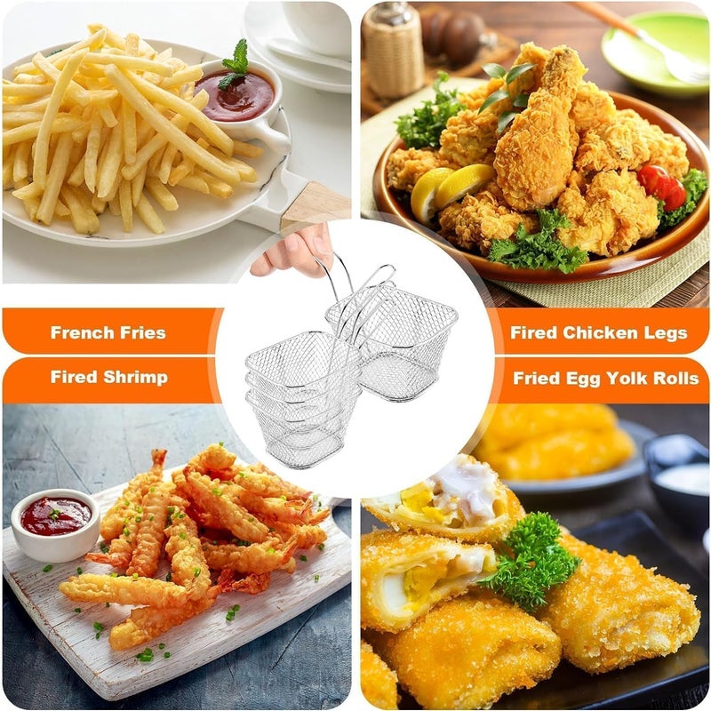 DIKSUL Stainless Steel French Fries Basket Mini Square Fried Mesh Strainer for Potato Chips Chicken Snacks Perfect for Kitchen Restaurant Party BBQ - Image 3